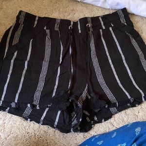 Rewind black & white striped romper shorts